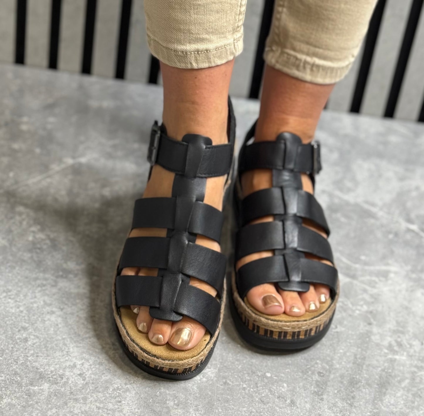 Rieker - Black Leather Sandal