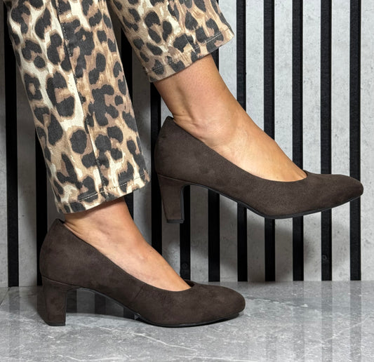 Tamaris - Mocca Faux Suede Court Shoe