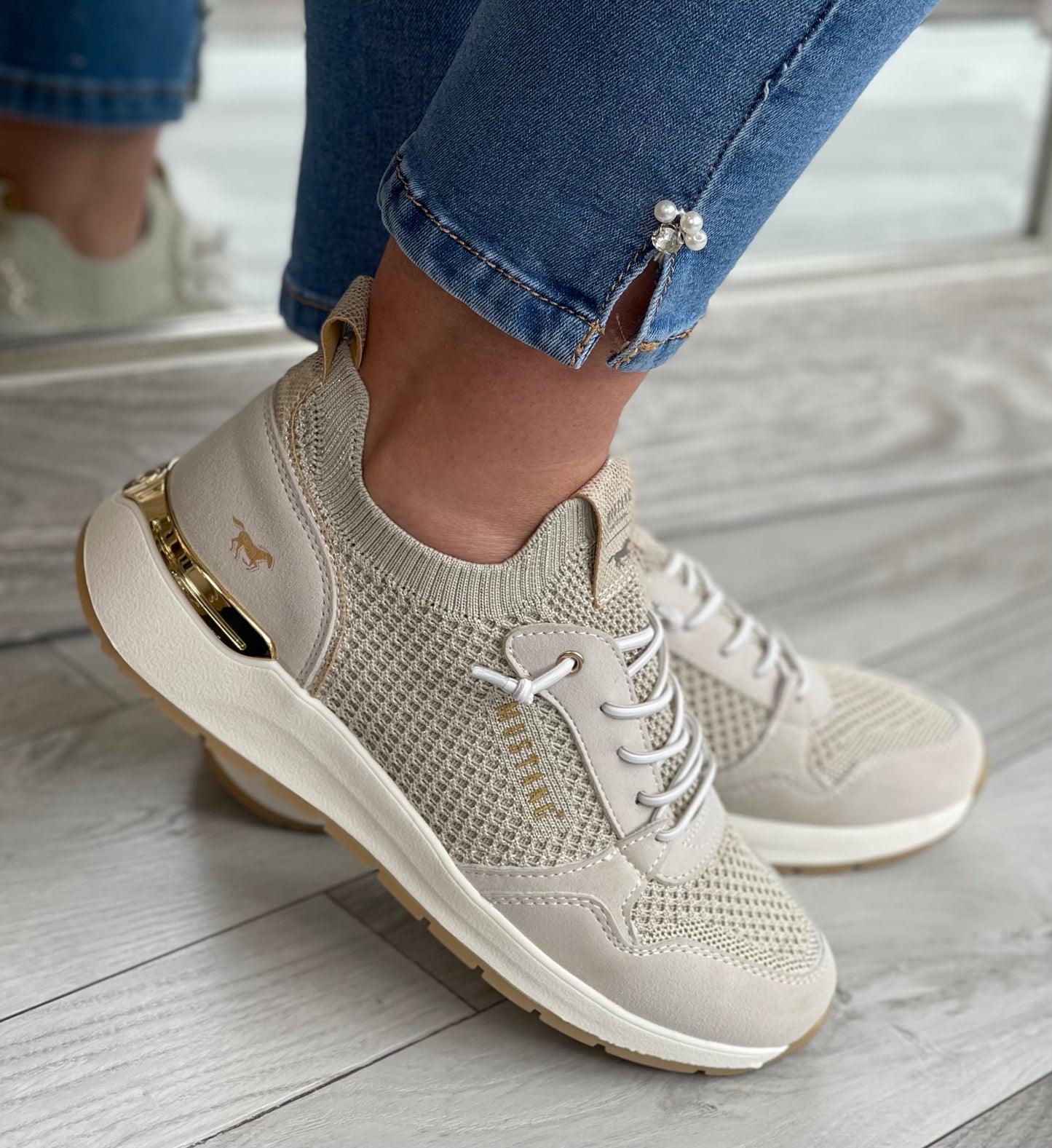 Mustang - Ivory Sock Trainer