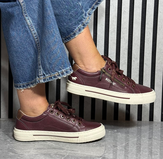 Mustang - Burgundy Combo Side Zip Trainer