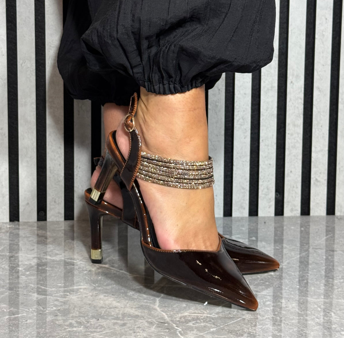 Kate Appleby - ‘Wishaw' Truffle Patent Bling Heel