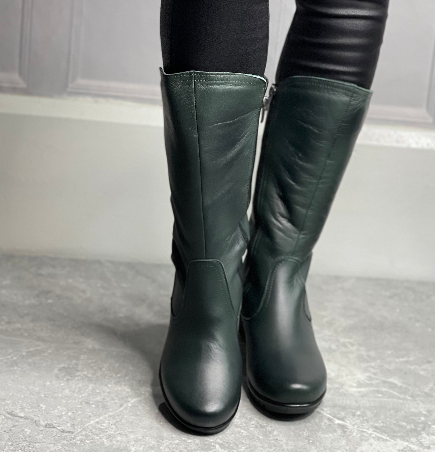 Lotus - 'Fitzgerad' Bottle Green Mid Length Leather Boot