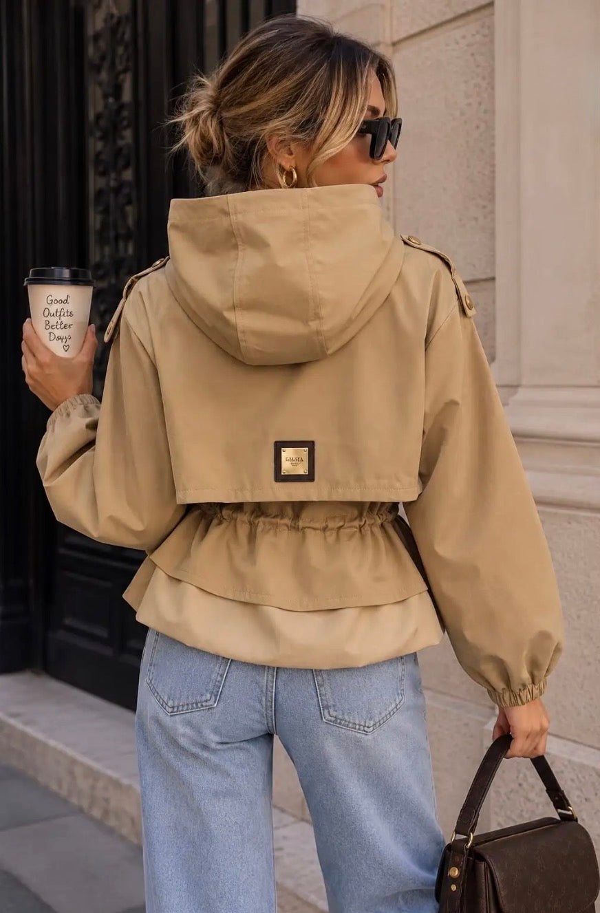 Taupe Hooded Safari Jacket