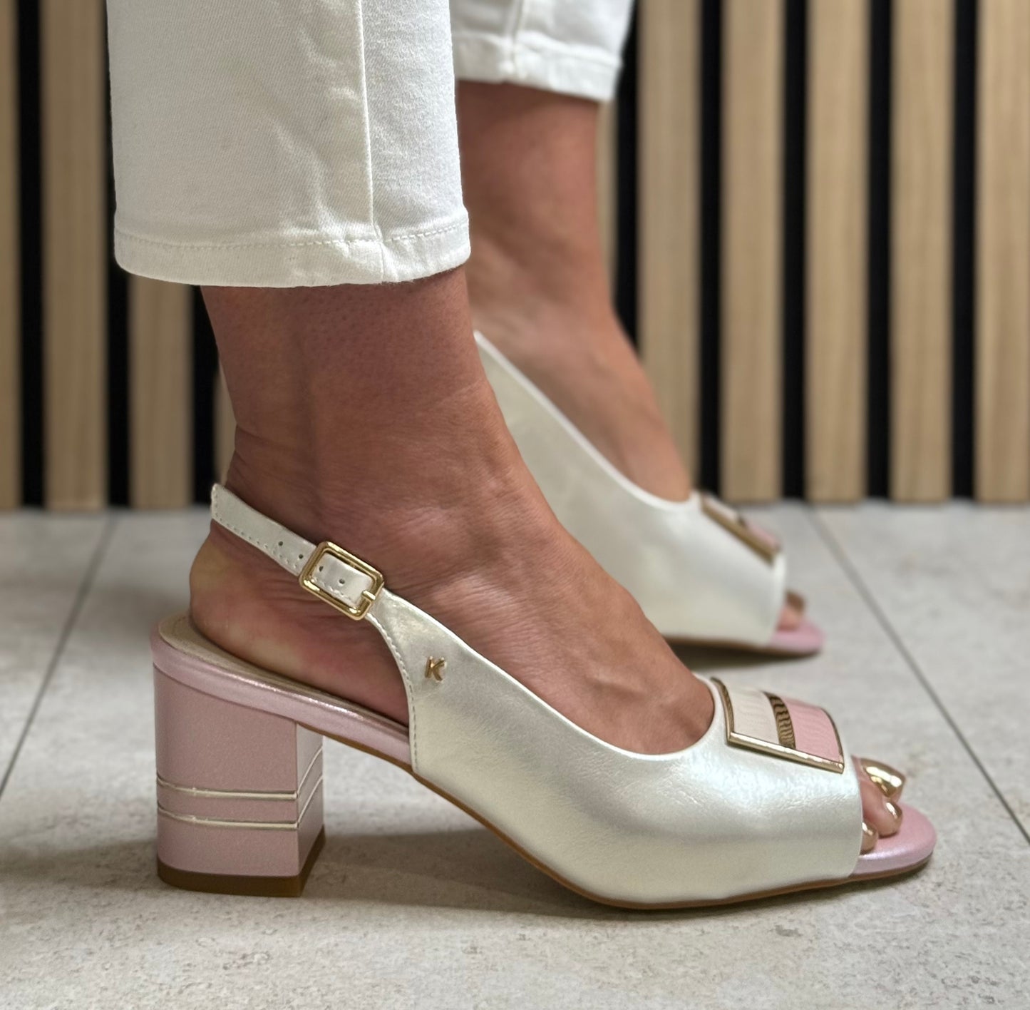 Kate Appleby - ‘Sunderland ’ Pearl Metallic Peep Toe Sling Back