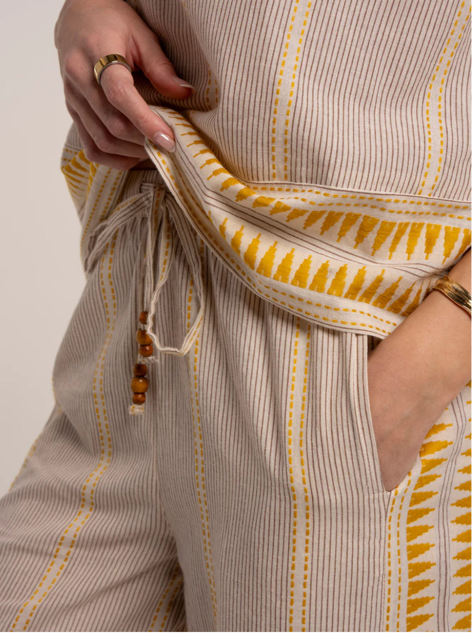 Brakeburn -  ‘Fernanda’ Crop Leg Wide Leg Beach Pant.