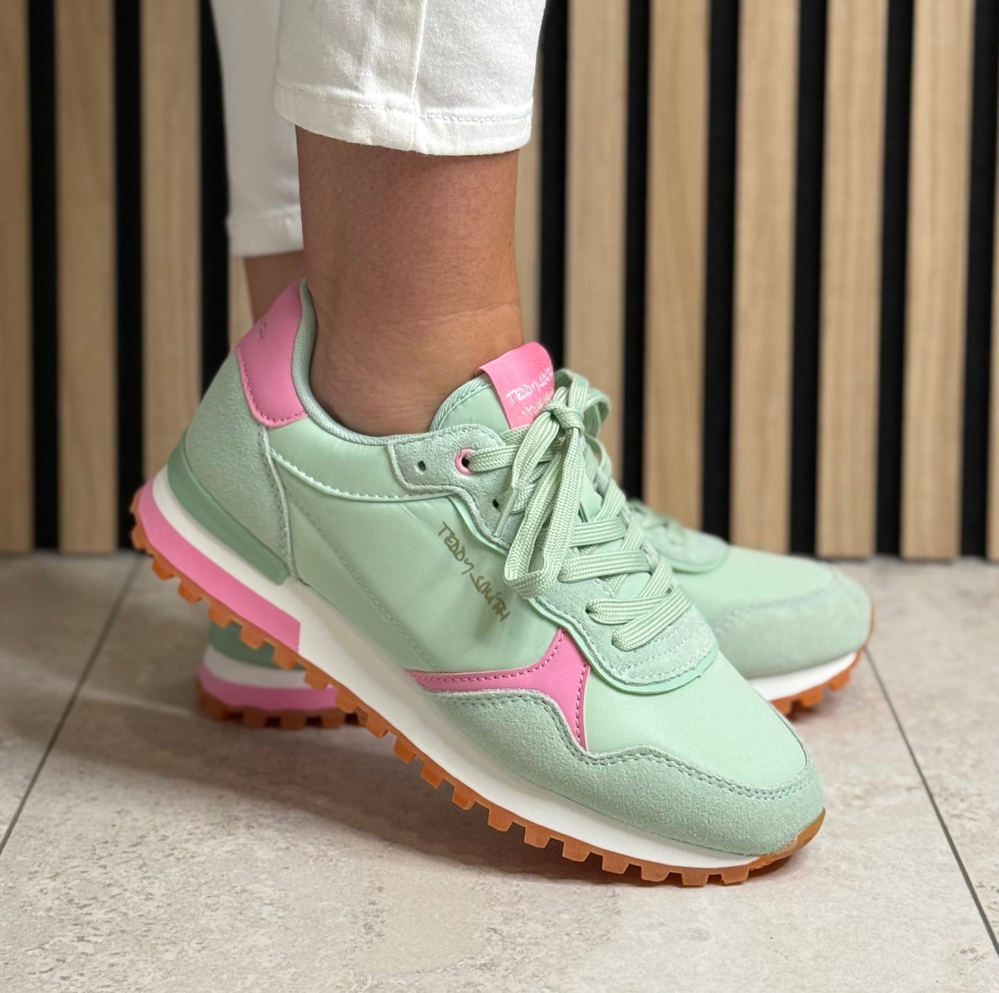 Teddy Smith -  Light Green Suede Combo Trainer (120515)