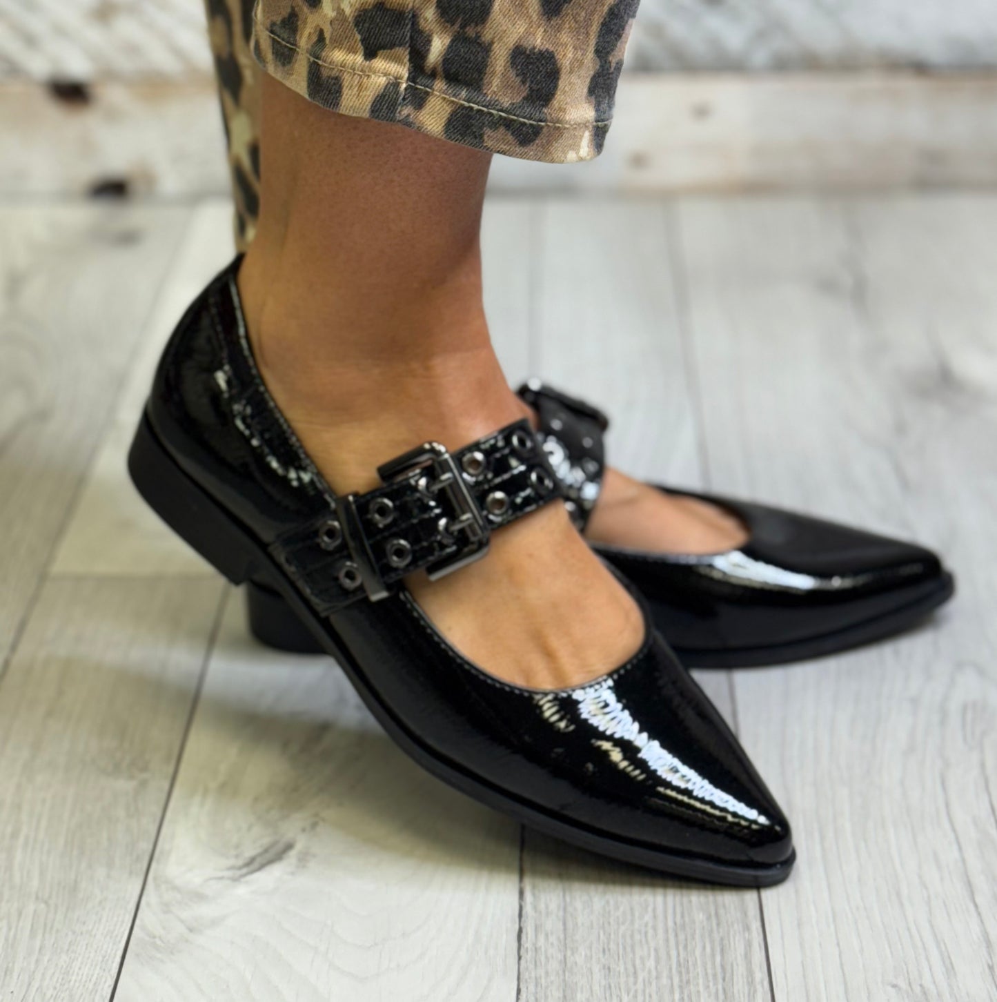 Marco Tozzi - Black Patent Pointed Shoe