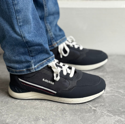 S Oliver -  Men’s Navy Combo Side Zip Trainer