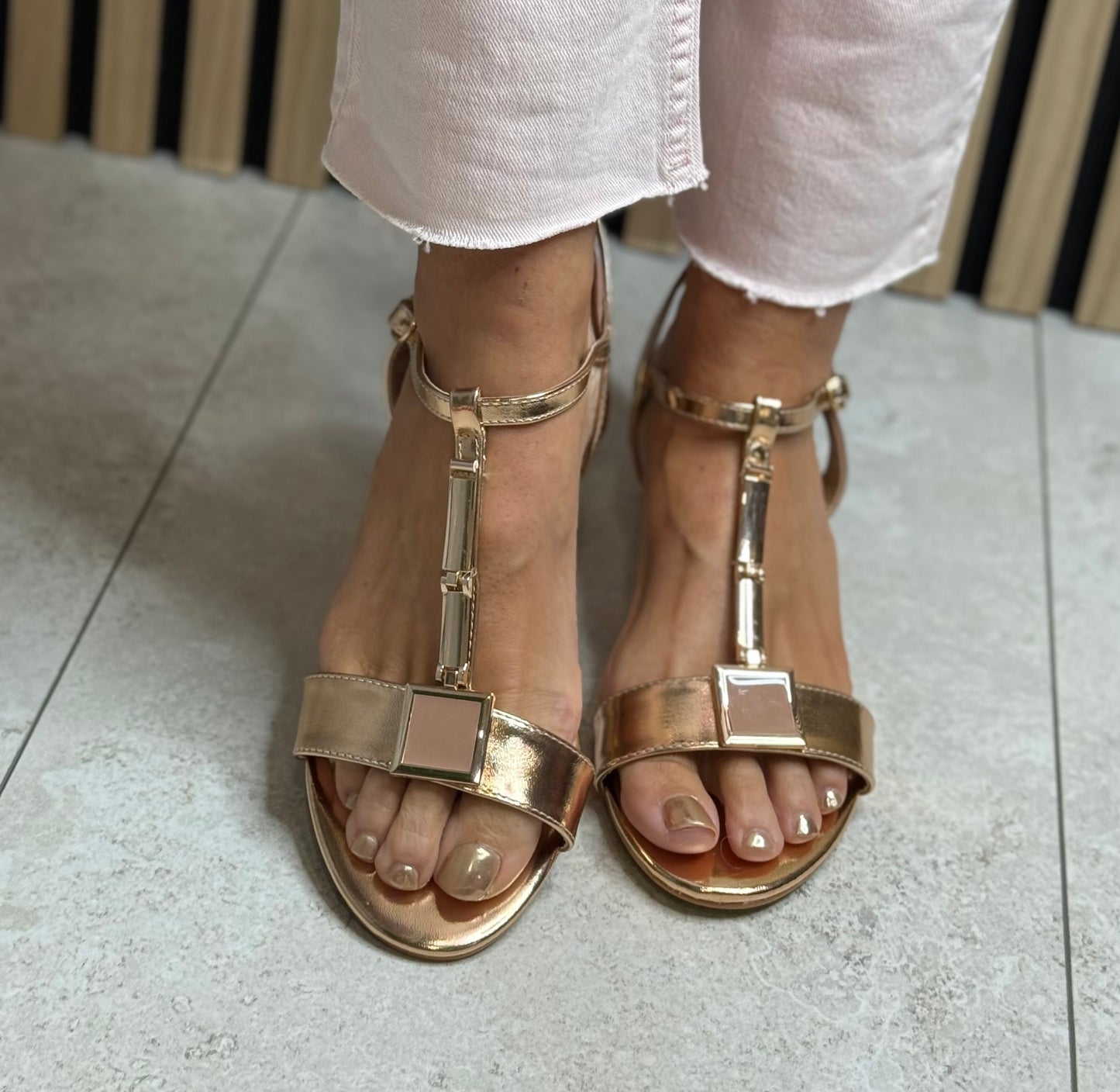 Lunar - 'Blaze' Rose Gold Sandal
