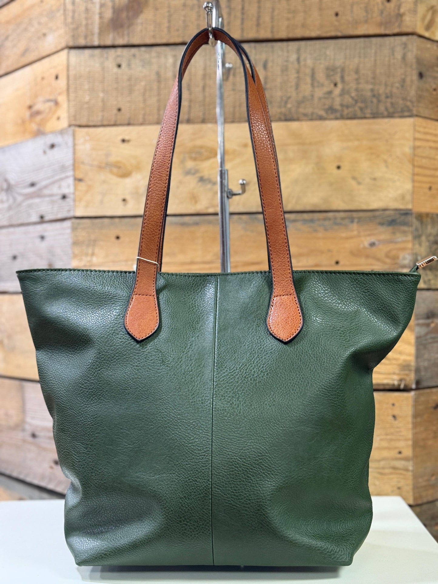hannah k - 'Fiona' Green Faux Leather Shopper Bag