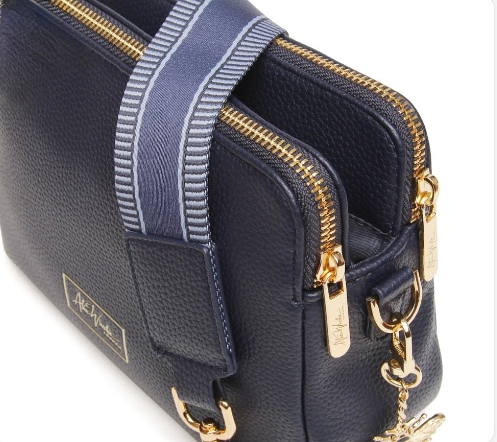 Alice Wheeler - Kensington Navy Double Zip Crossbody