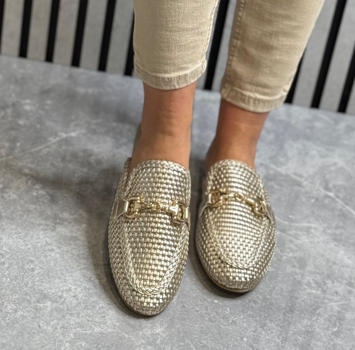 Marco Tozzi - Gold Metallic Slip On Loafer