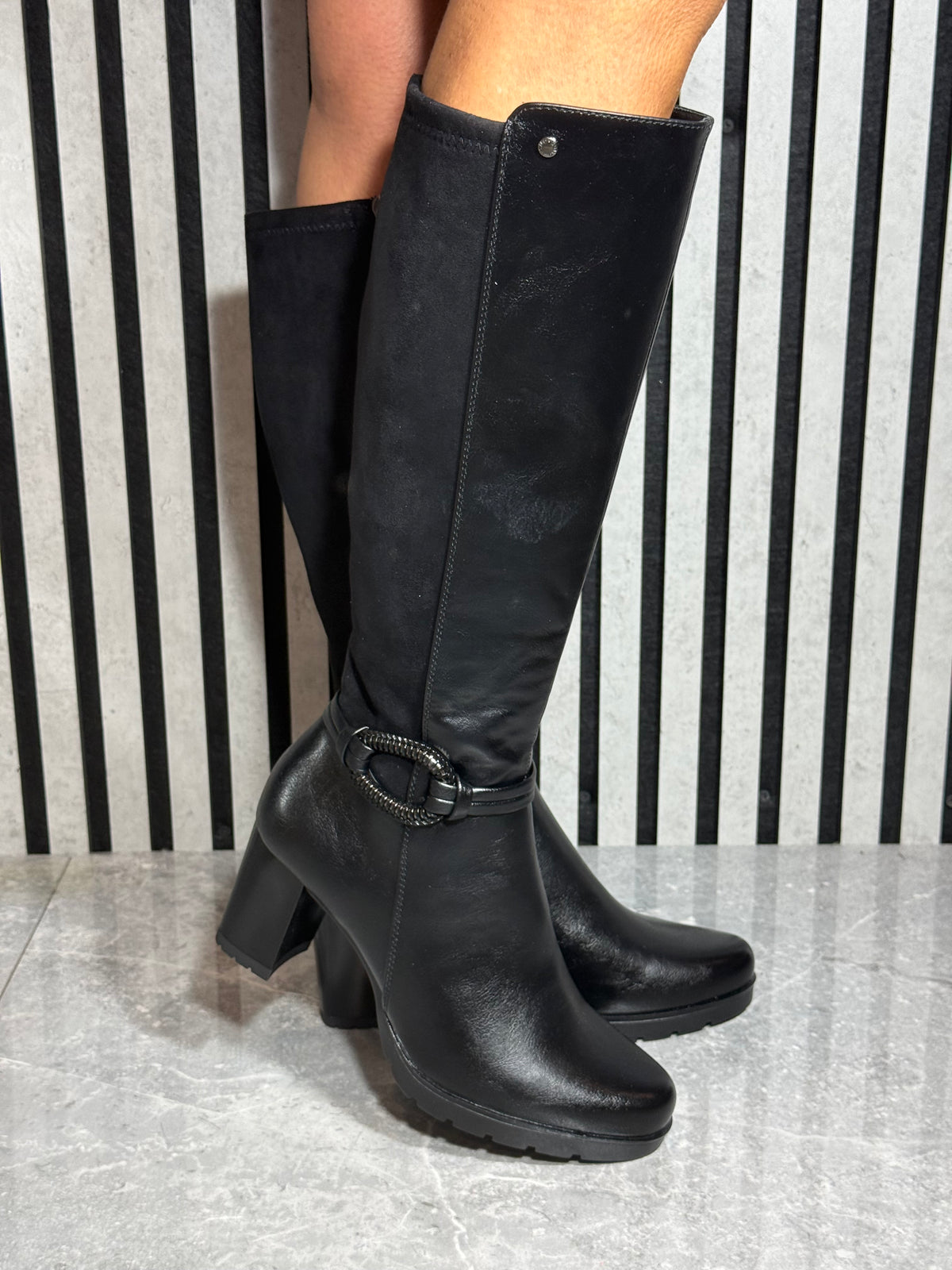 Patrizio Como - 'Igne ' Black Combo Long Leather Boot