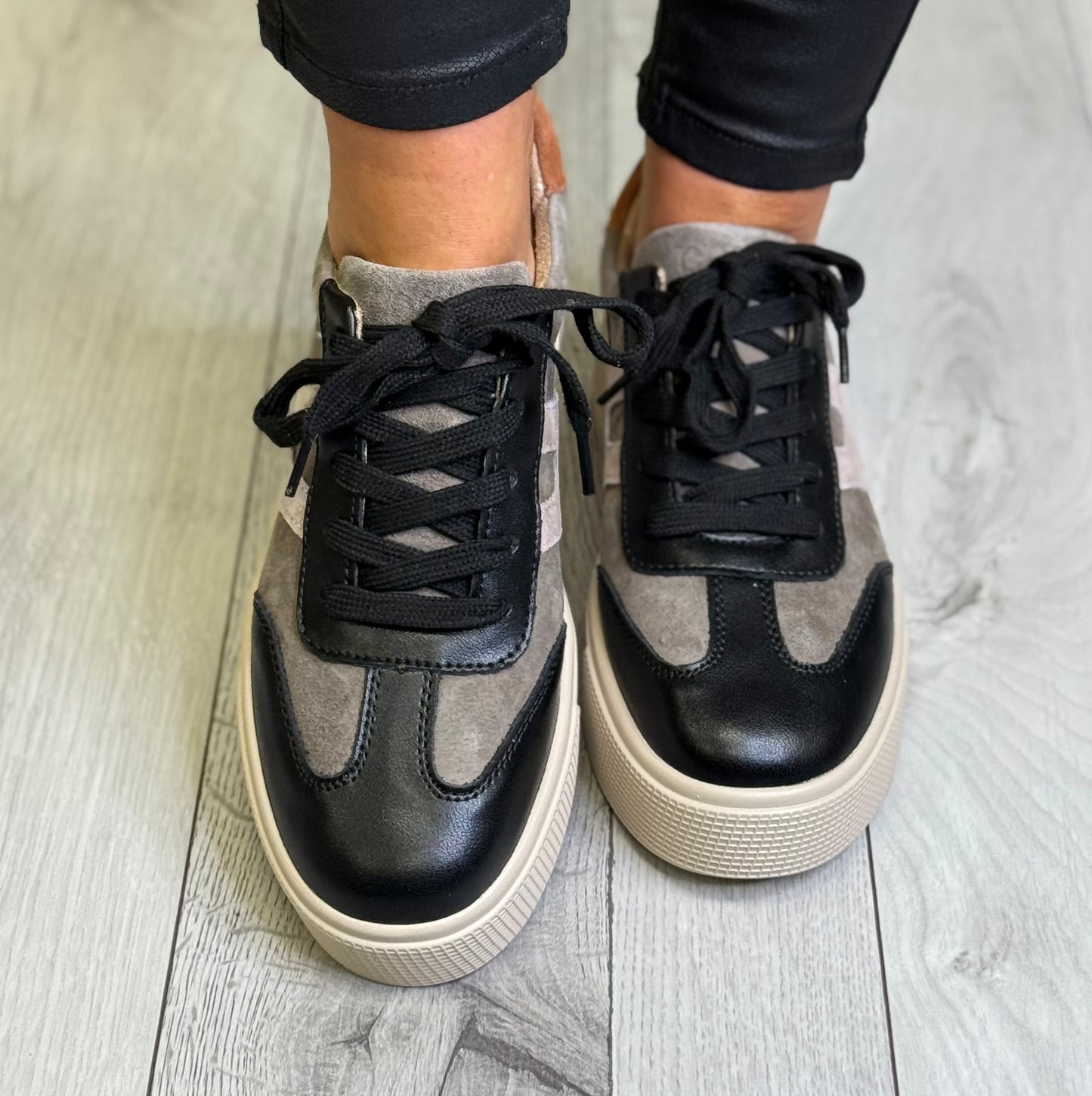 Patrizio Como - 'Cremona' Grey/Black Combo Platform Trainer