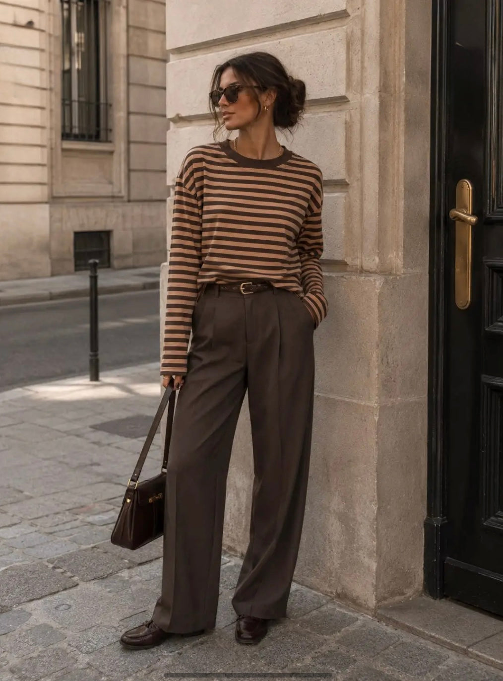 Brown/Camel Stripe L/S Tee