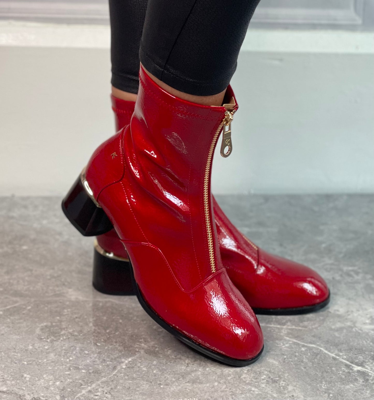 Kate Appleby - 'Greenhill' Poppy Red Patent Zip Detail Boot