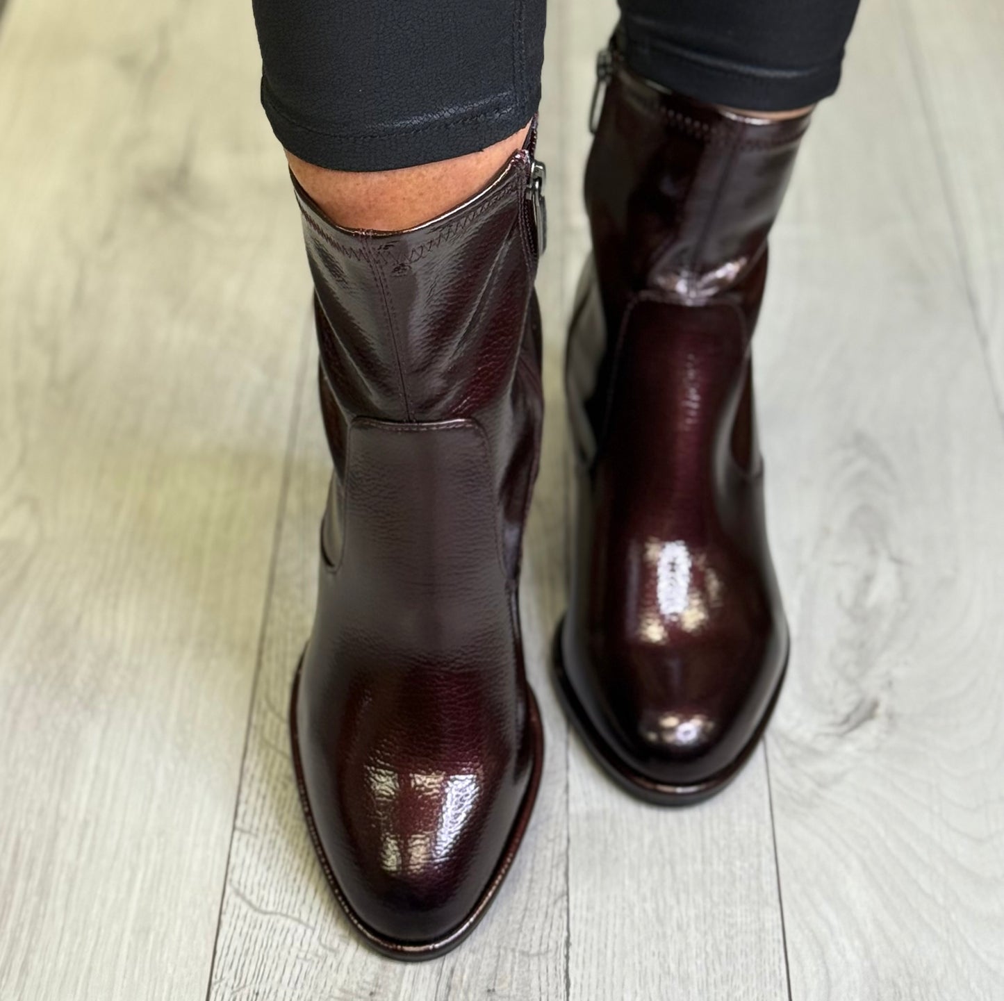 Tamaris - Merlot Patent Block Heel Boot