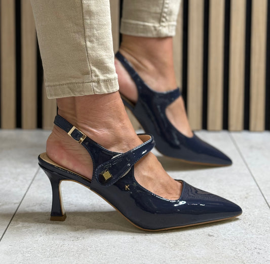 Kate Appleby - ‘Parciau’ Sapphire Patent Sling Back Heel