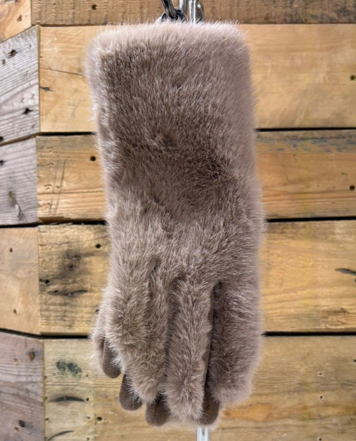 hannah k - Taupe Faux Fur Glove