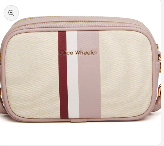 Alice Wheeler - Pink Stripe Madrid Camera Crossbody Bag