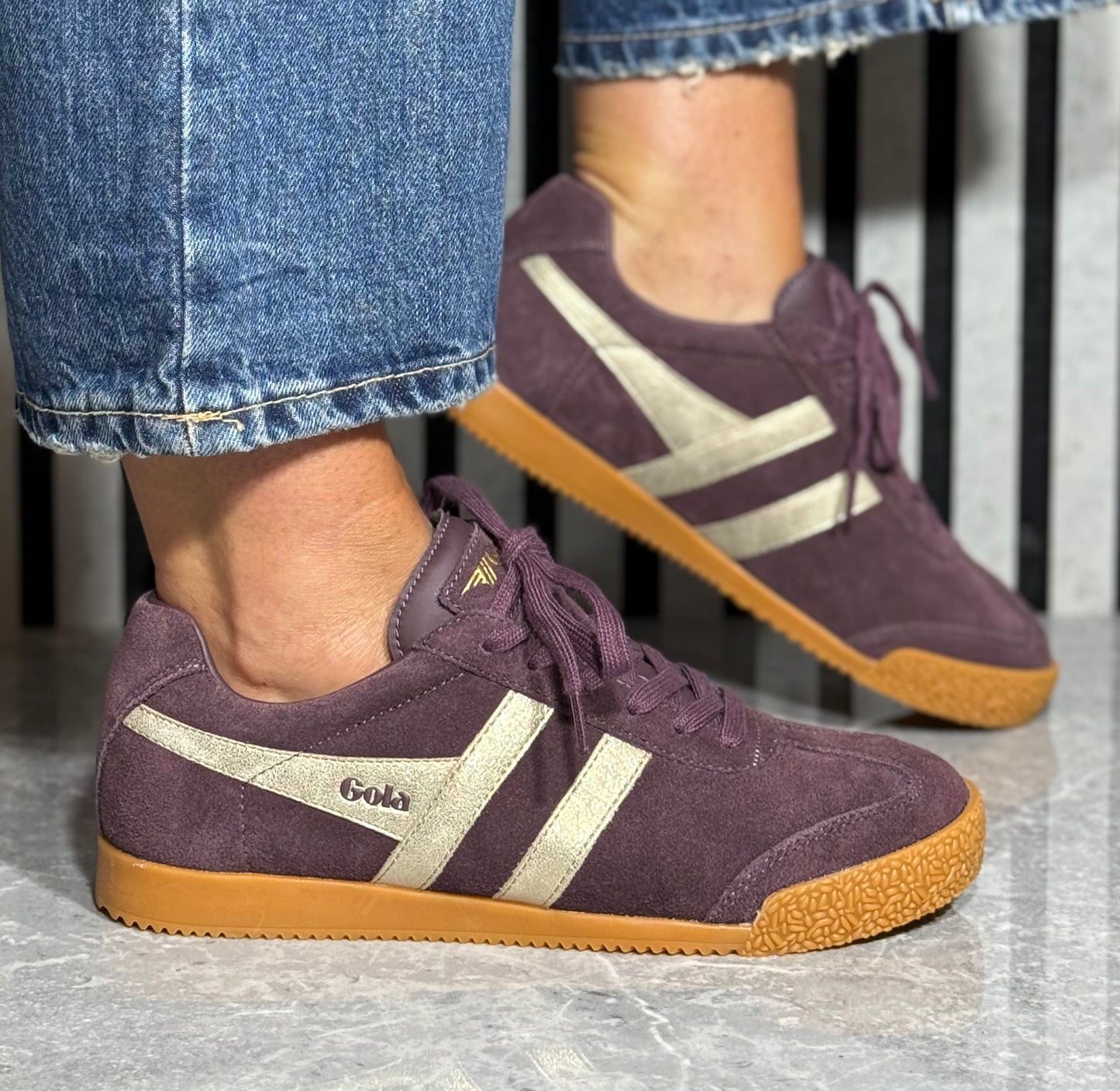 Gola - ‘Harrier Mirror' Cocoa/Gold/Gum Sole Trainer