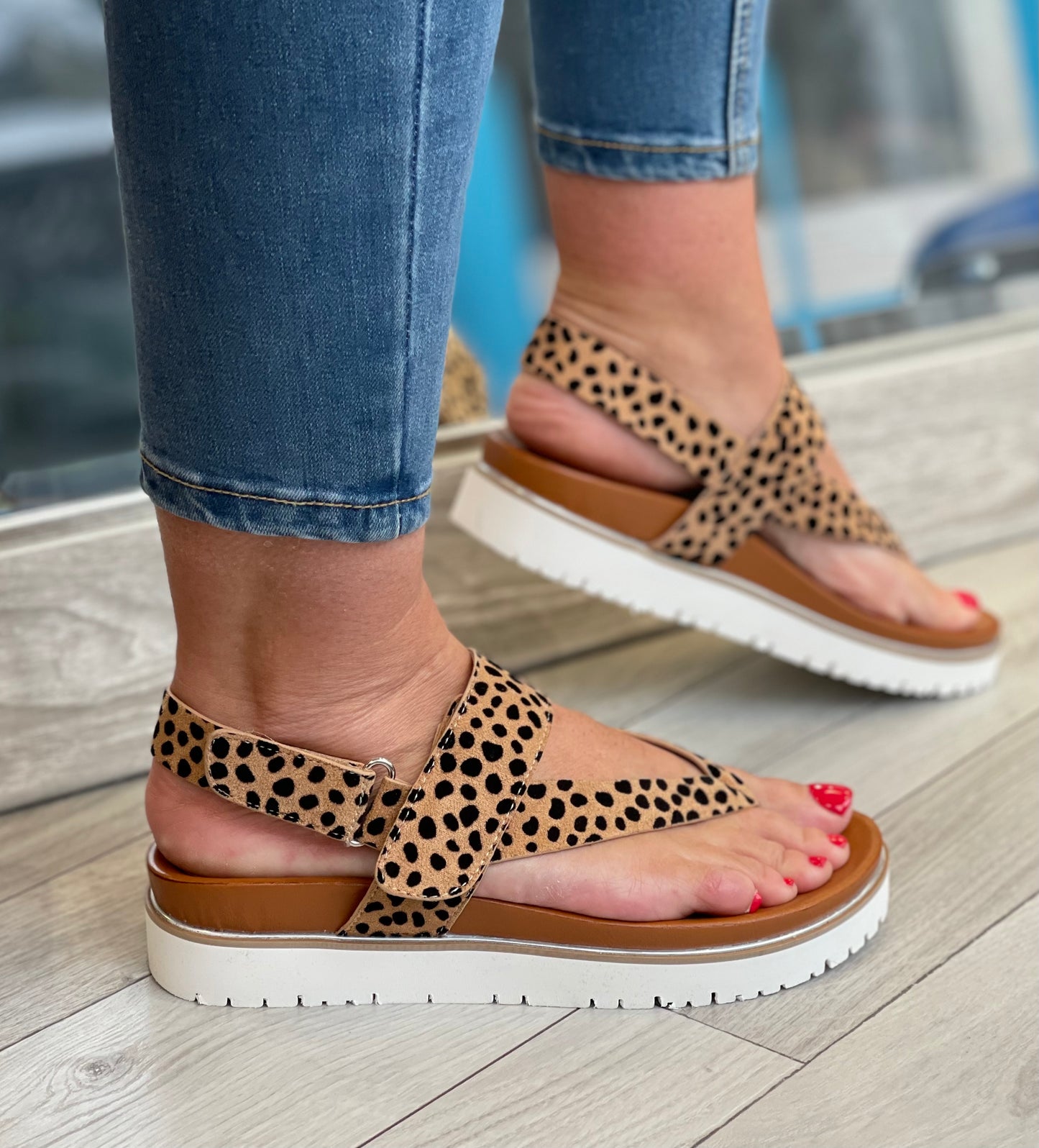 Escape - 'Bersanee Two' Cheetah Toe Post Sandal