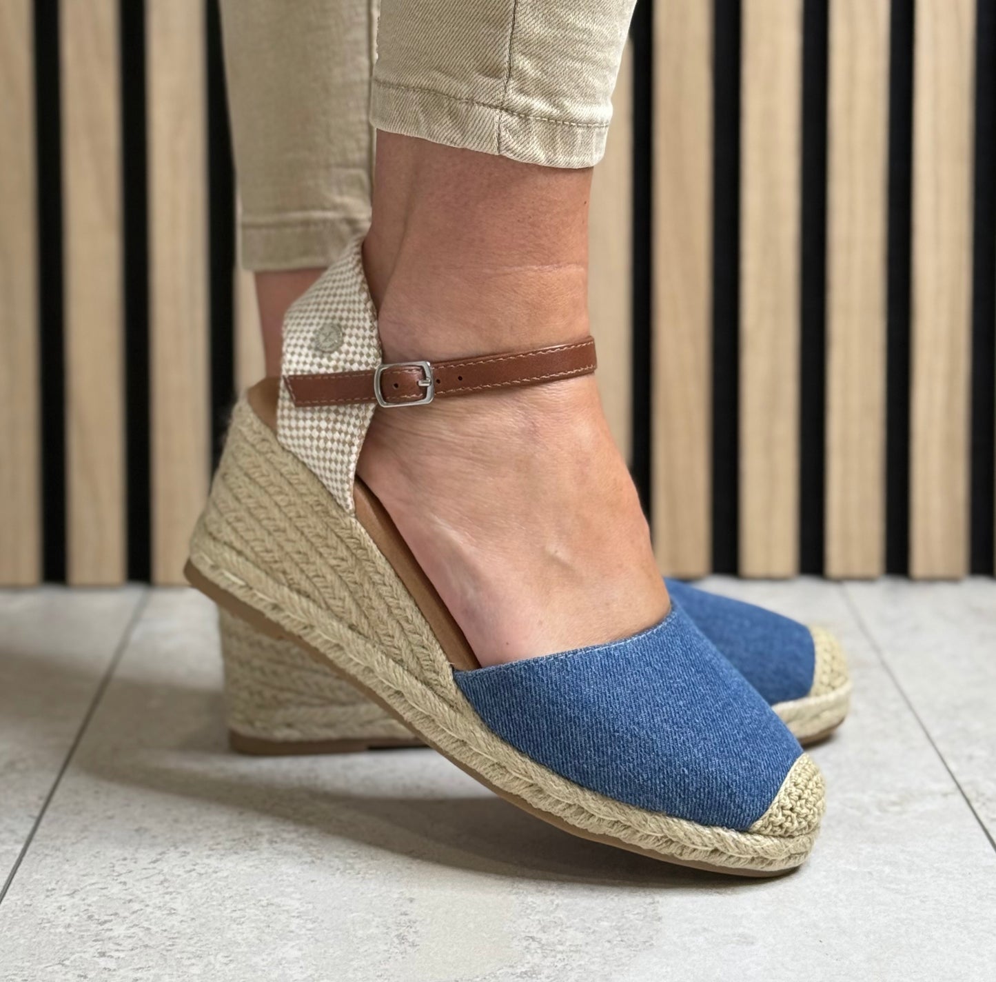 Xti - Denim Espadrille Wedge Sandal (140746)