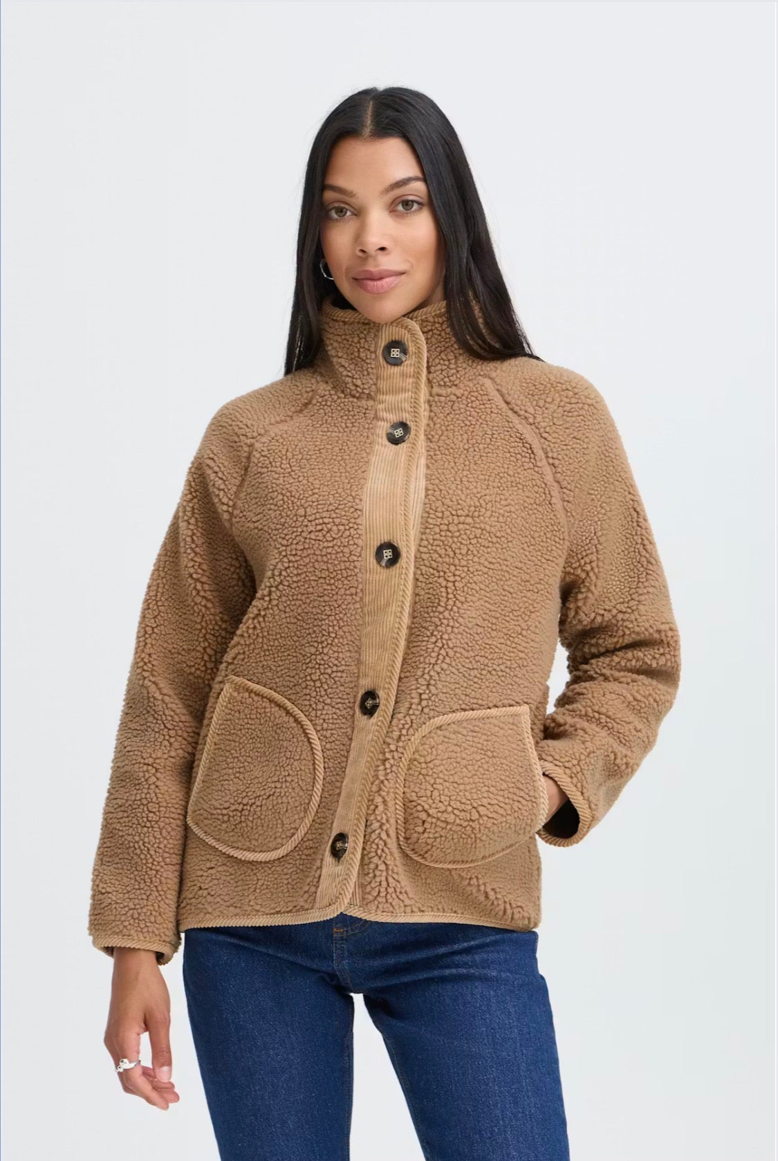 b.young - ‘BYCOTTY ’ Cord Trim Teddy Jacket