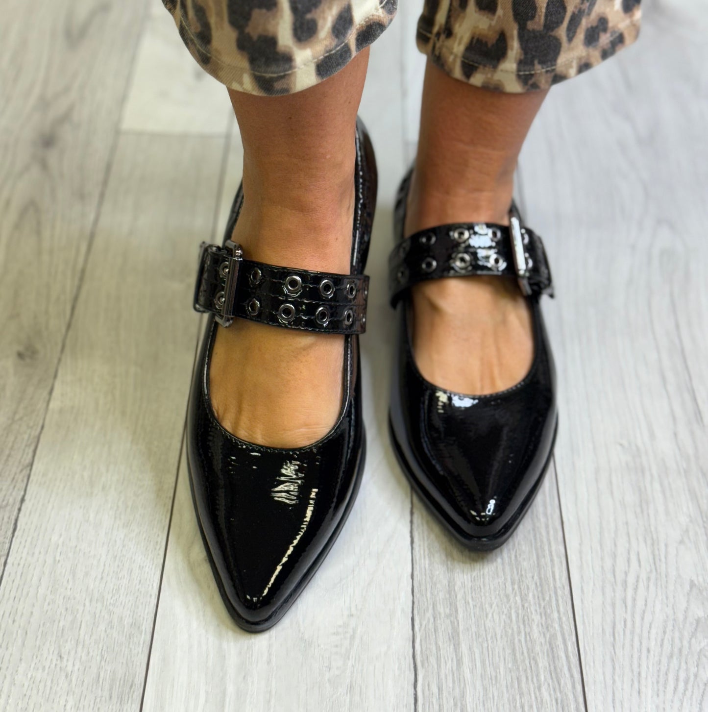 Marco Tozzi - Black Patent Pointed Shoe