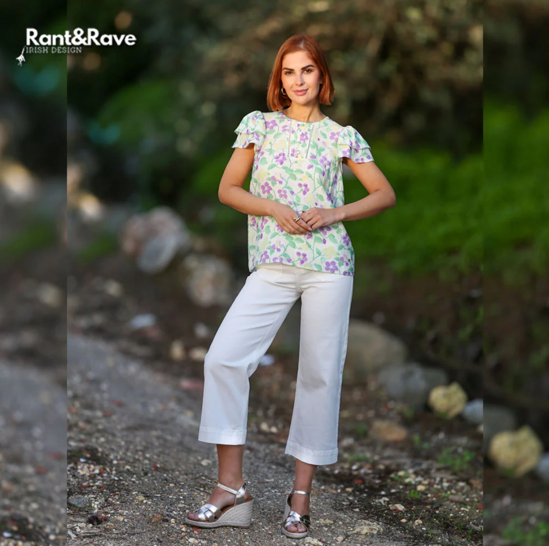 Rant & Rave ‘Enid’ Soft White Wide Leg Crop Jean