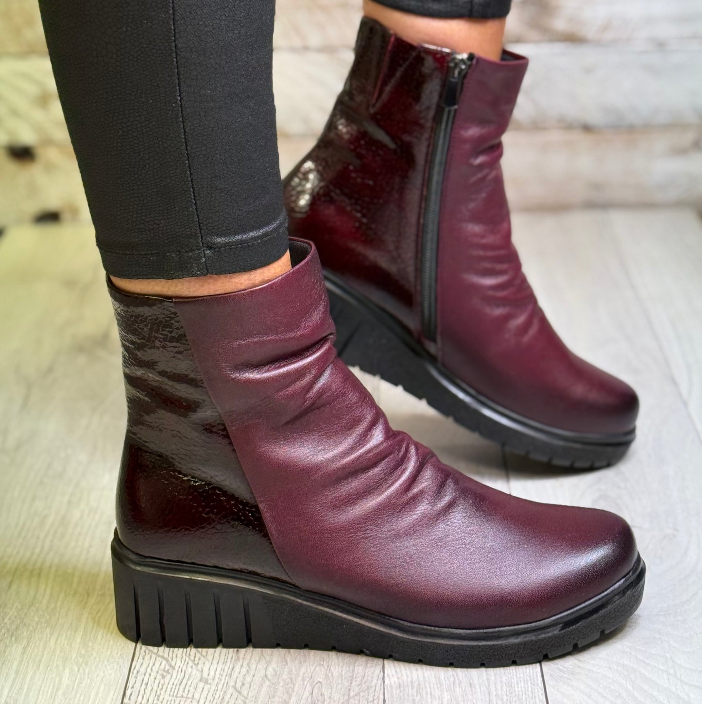 Lotus - 'Adlee' Burgundy Leather Ankle Boot