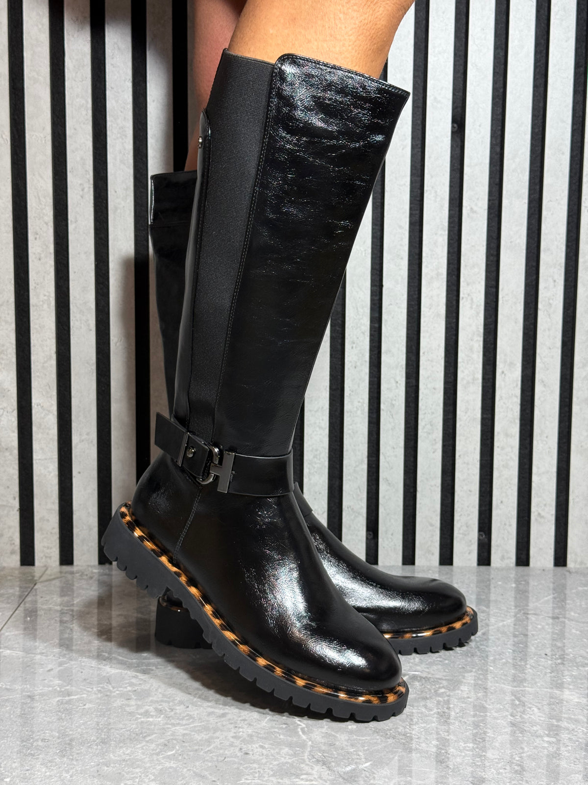 Zanni & Co - Yeshan One Ink Patent Long Boot