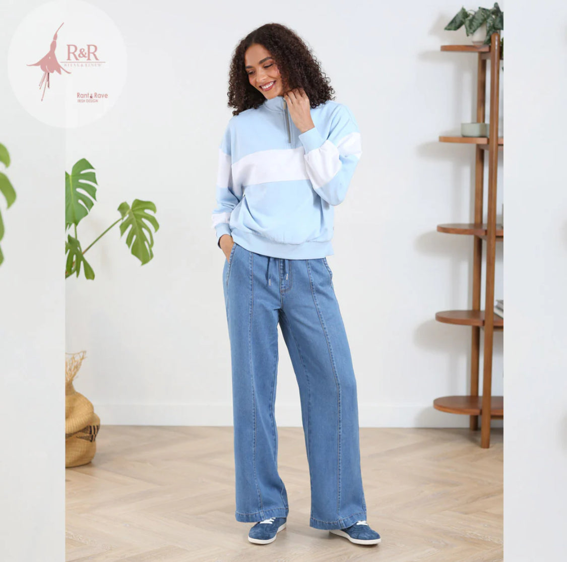 Rant & Rave - 'Lana’ Light Wash Wide Leg Jean