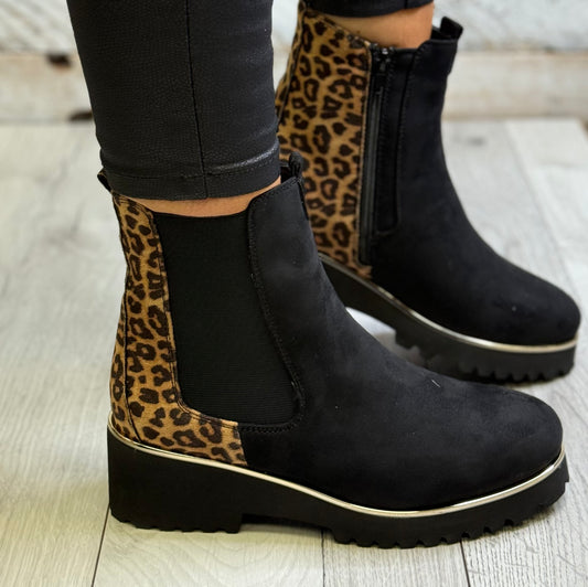 Lunar - 'Nakita' Black/Leopard Ankle Boot
