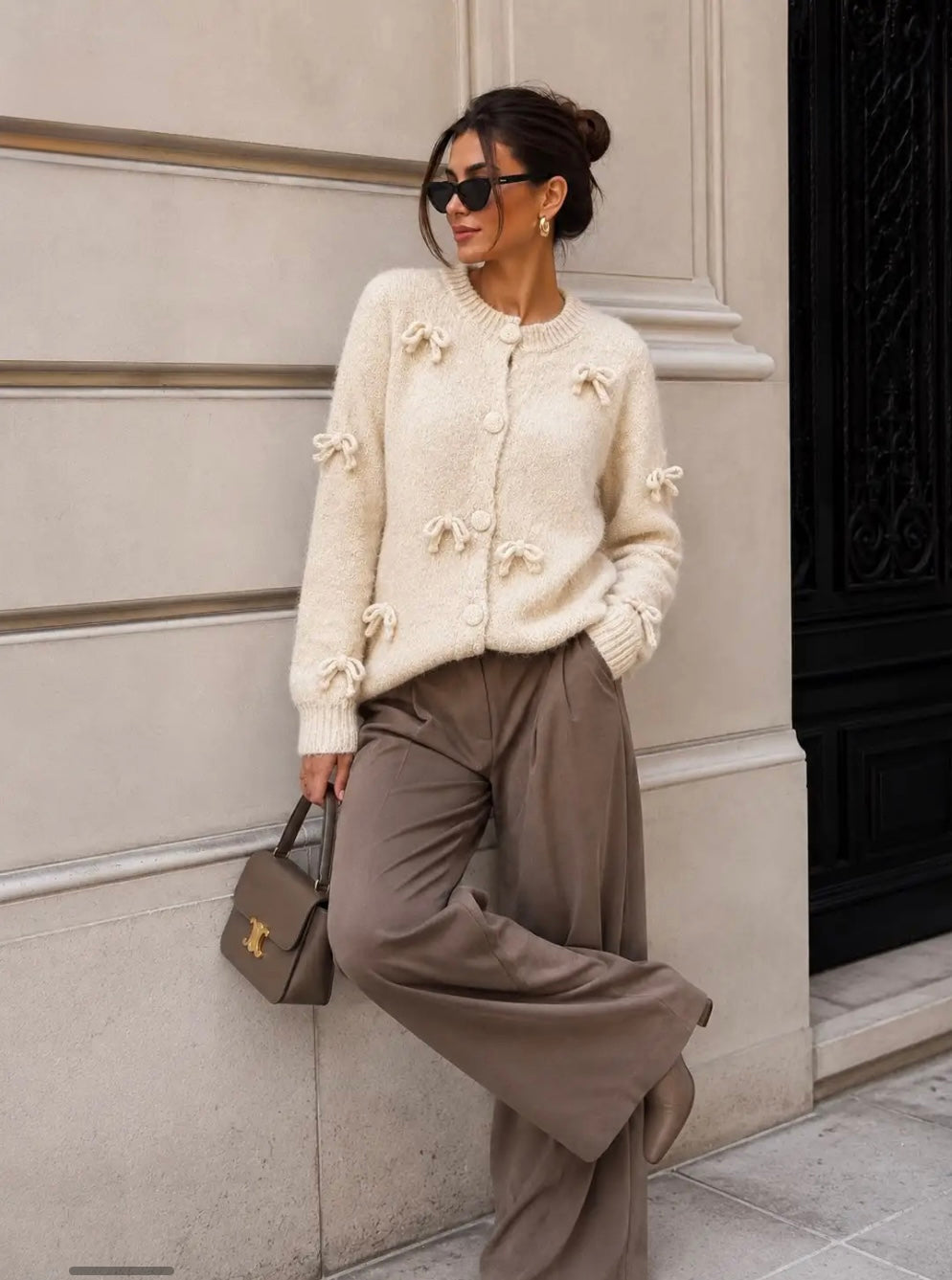 Beige Knot Detail Cardi