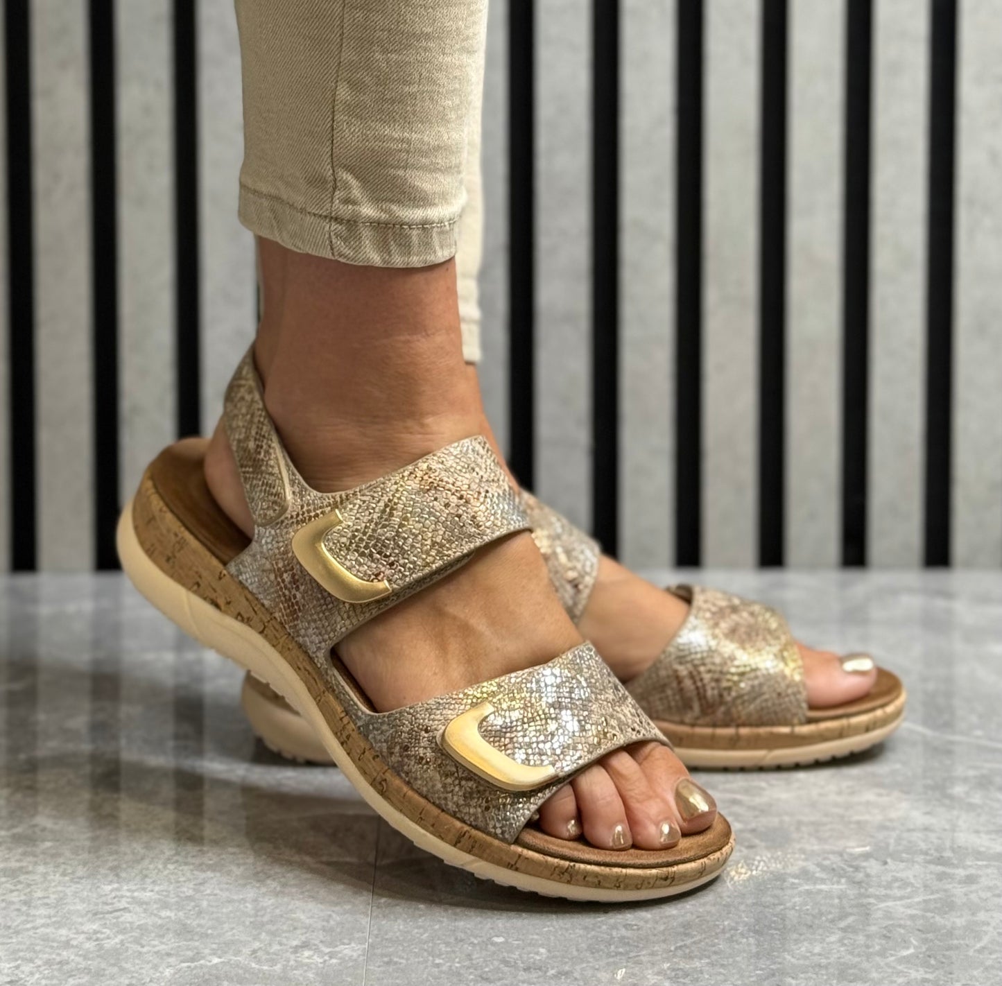 Lunar - 'Beatrice' Gold Velcro Sandal