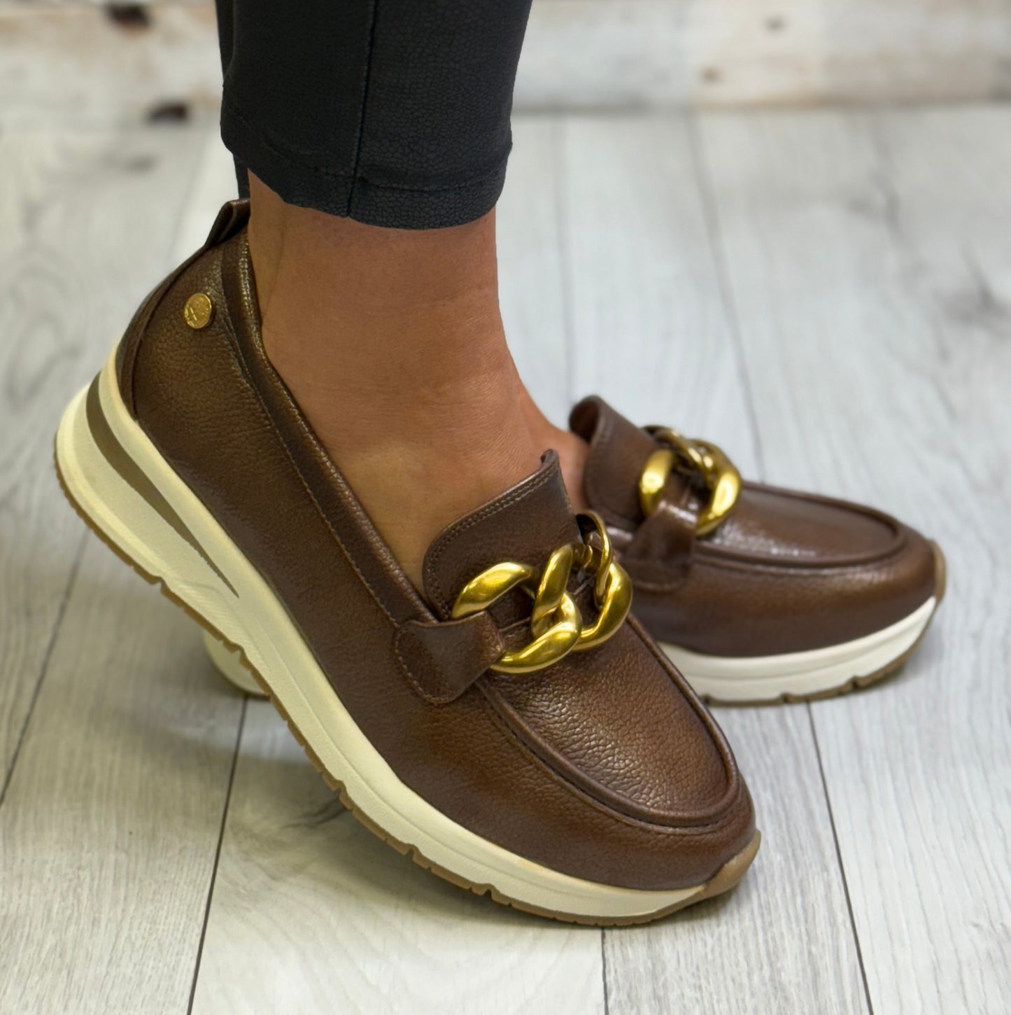 Xti - Brown Metallic Wedge Loafer (144224)