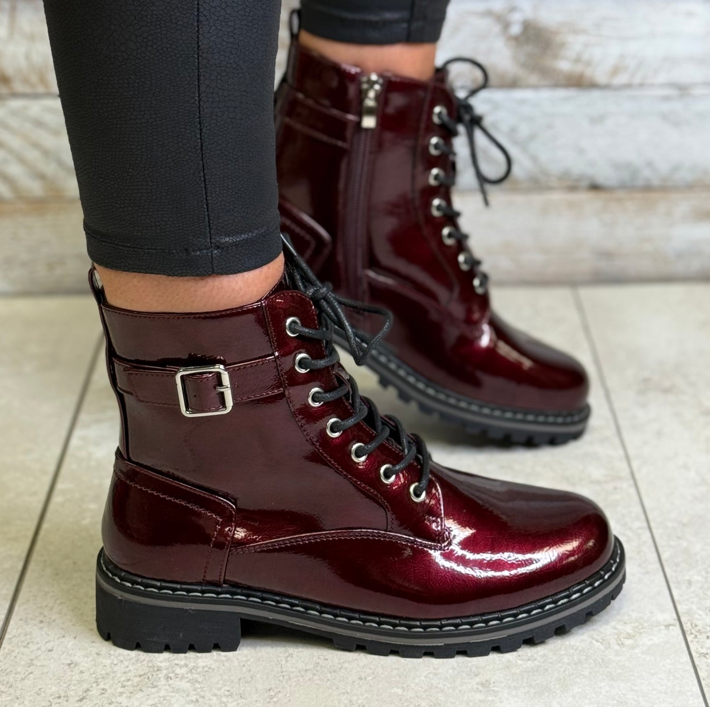 Lunar - 'Parlour' Burgundy Patent Boot