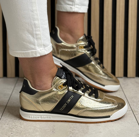 Teddy Smith -  Gold Metallic Trainer (120653)