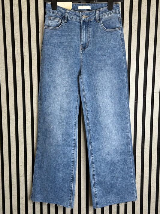 Mid Wash Wide Leg Jean