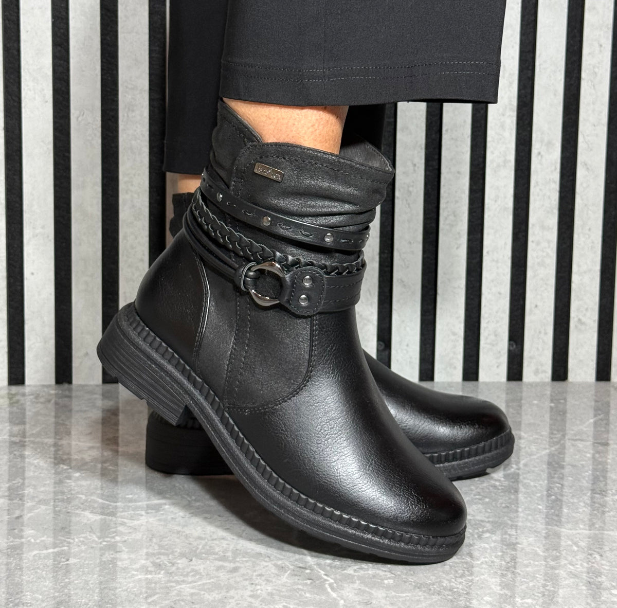 Jana - Black Strap Detail Boot