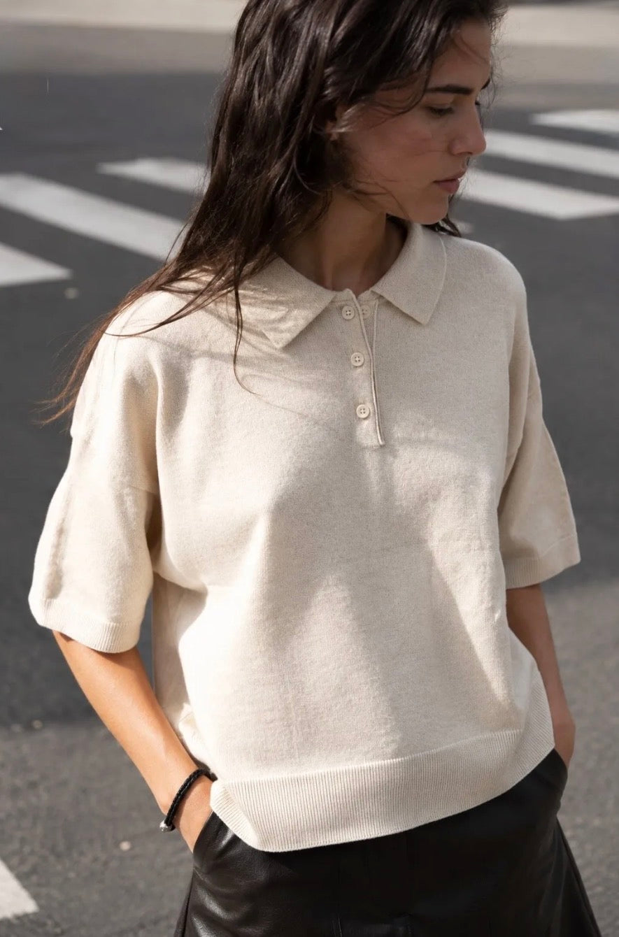 Ecru Polo Knit