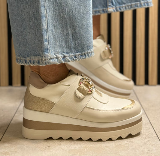 Kate Appleby - 'Disley' Cream/Gold Platform Shoe
