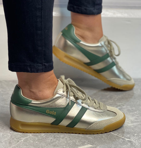 Gola - 'Torpedo Glimmer' Gold/ Evergreen Leather Trainer