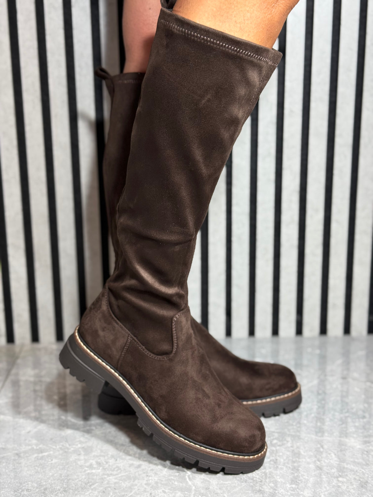 Redz - Brown Faux Suede Long Boot