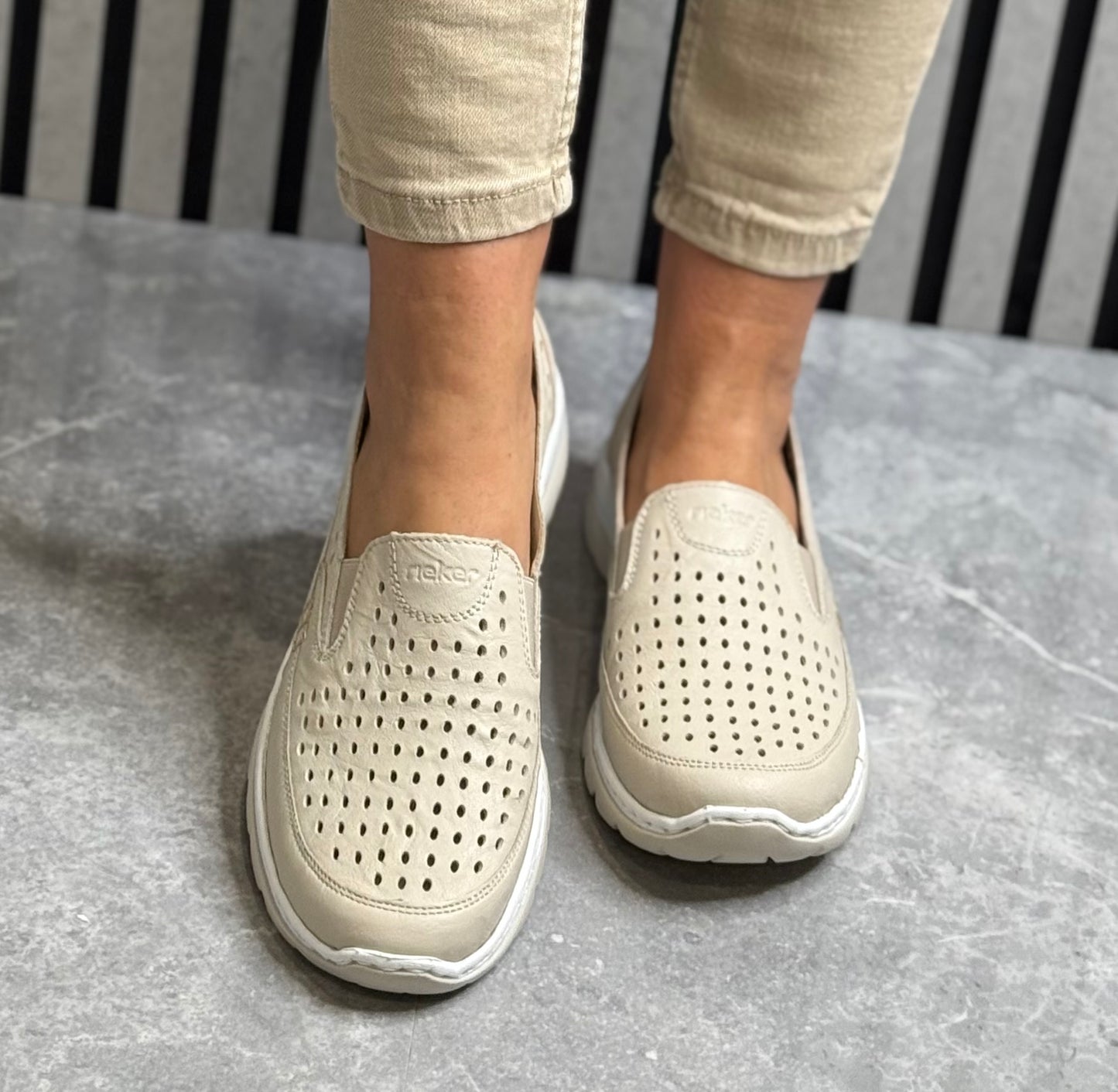 Rieker - Beige Leather Loafer