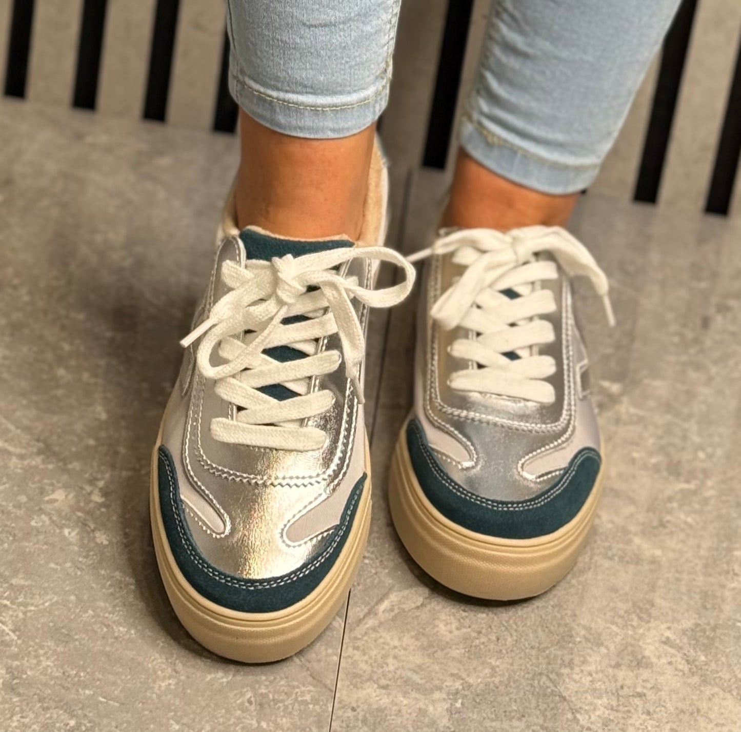 Drilleys- 'Eighty' Aqua Blush Platform Trainer