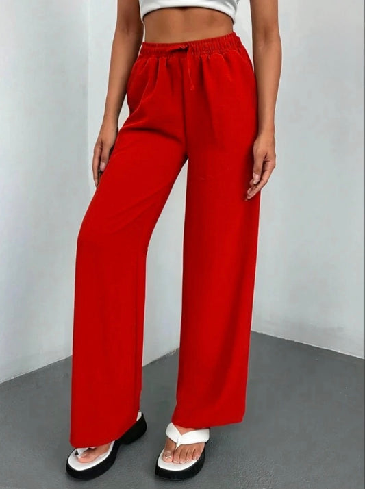 Red Wide Straight Leg Trouser
