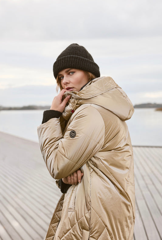 Frandsen - Gold Metallic Long Quilted Coat