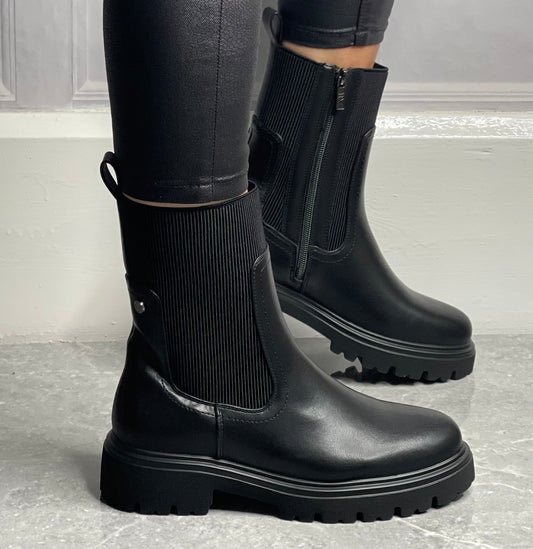 Xti - Black Chunky Biker Boot